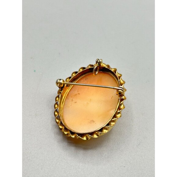 Vintage Genuine Carved Shell Cameo Pin Brooch Pendant Flower in Hair Older Pin - Picture 6 of 9